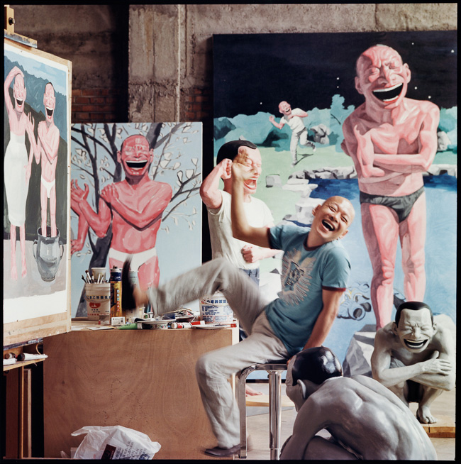 Yiu Minjun in his studio, Beijing, 2007 | Vanity Fair